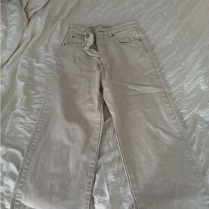 Stradivarius Women's Beige Straight Leg Jeans